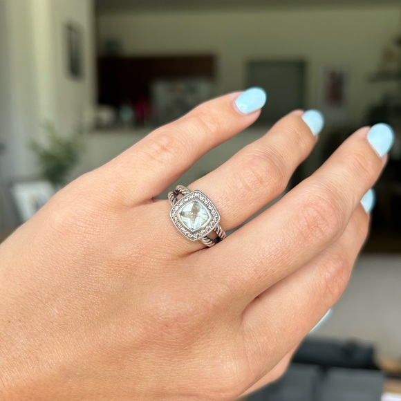 Petite Albion® Ring with Prasiolite and Diamonds, size 5.5 - Picture 4 of 5